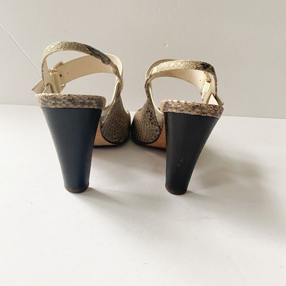 Snake Print Open-Toe Heel - image 3